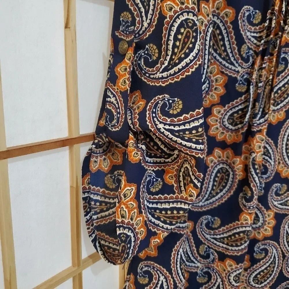 Kim Rogers Paisley Offset Hem Blouse Small - Picture 6 of 8